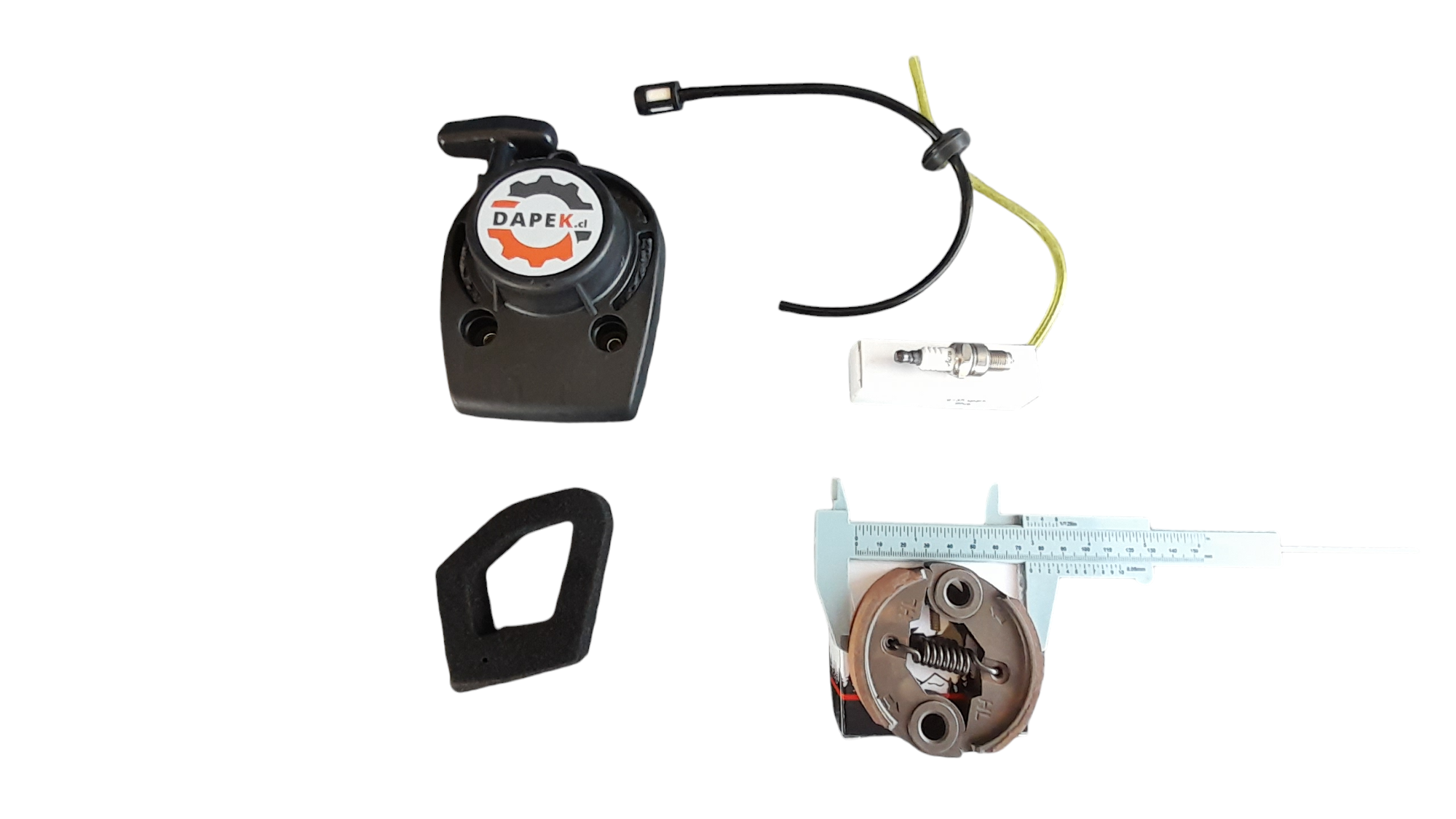 Kit mantenimiento motor GX35 Regla y desbrozadora DAPEK - Tapa arranque, filtro aire, bujia, embrague centrifugo y mangueras. - Imagen 2